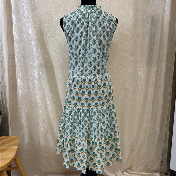 Chelsea & Theodore Split-Neck Tiered Midi Dress sz2X - Picture 5 of 14